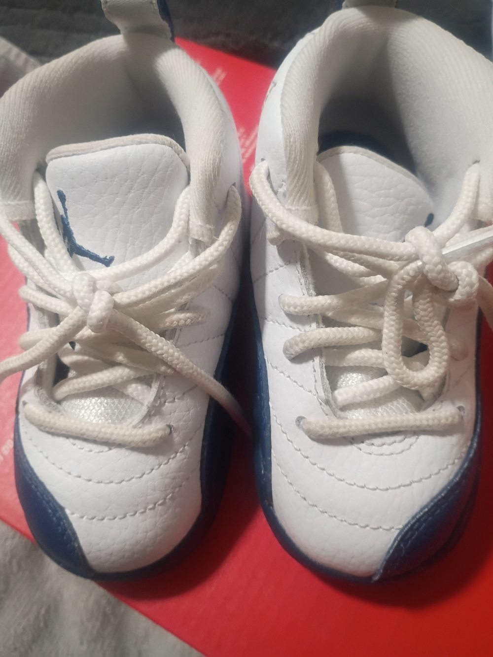 White and Navy Kids Sneakers by Jordan